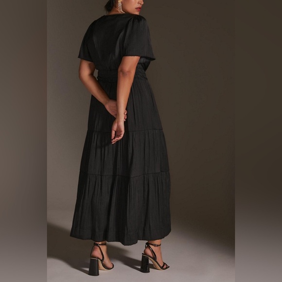 Anthropologie The Somerset Maxi Dress in Black Satin - Picture 4 of 12